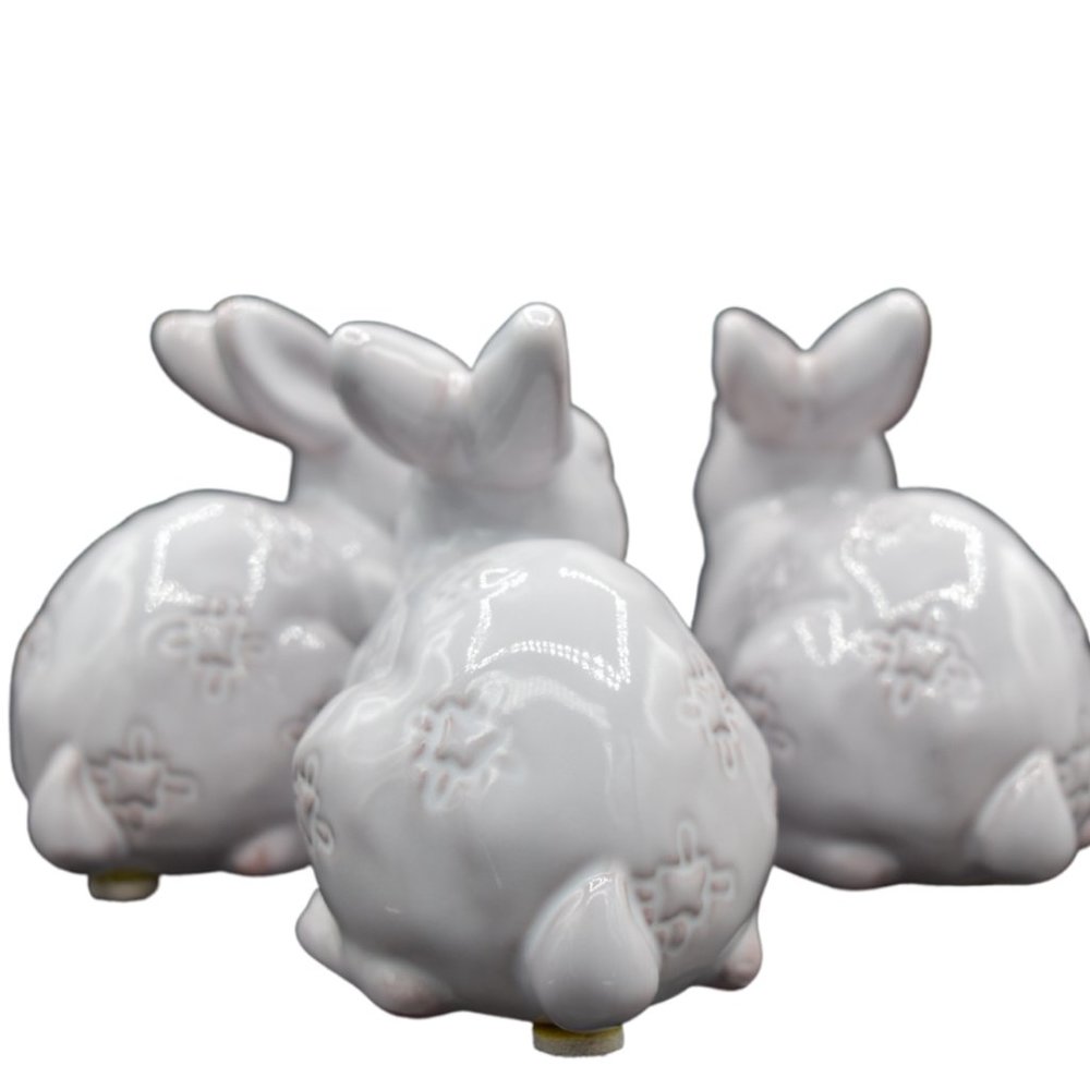 Set Of 3 Ceramic Bunny Rabbits - Picture 4 of 4
